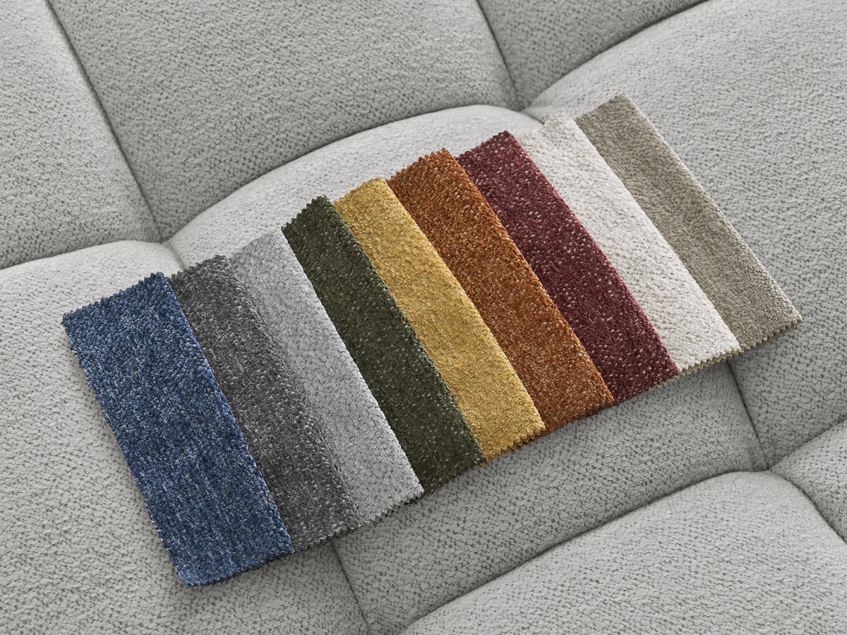 Bobochic Everest Wohnlandschaft, 6 Kissen Melange-Stoff Hellgrau Ecke rechts