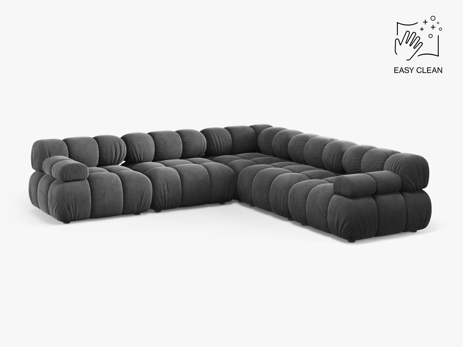 Micadoni Symmetrisches Ecksofa Bellis 5-Sitzer Samt Venus Grau