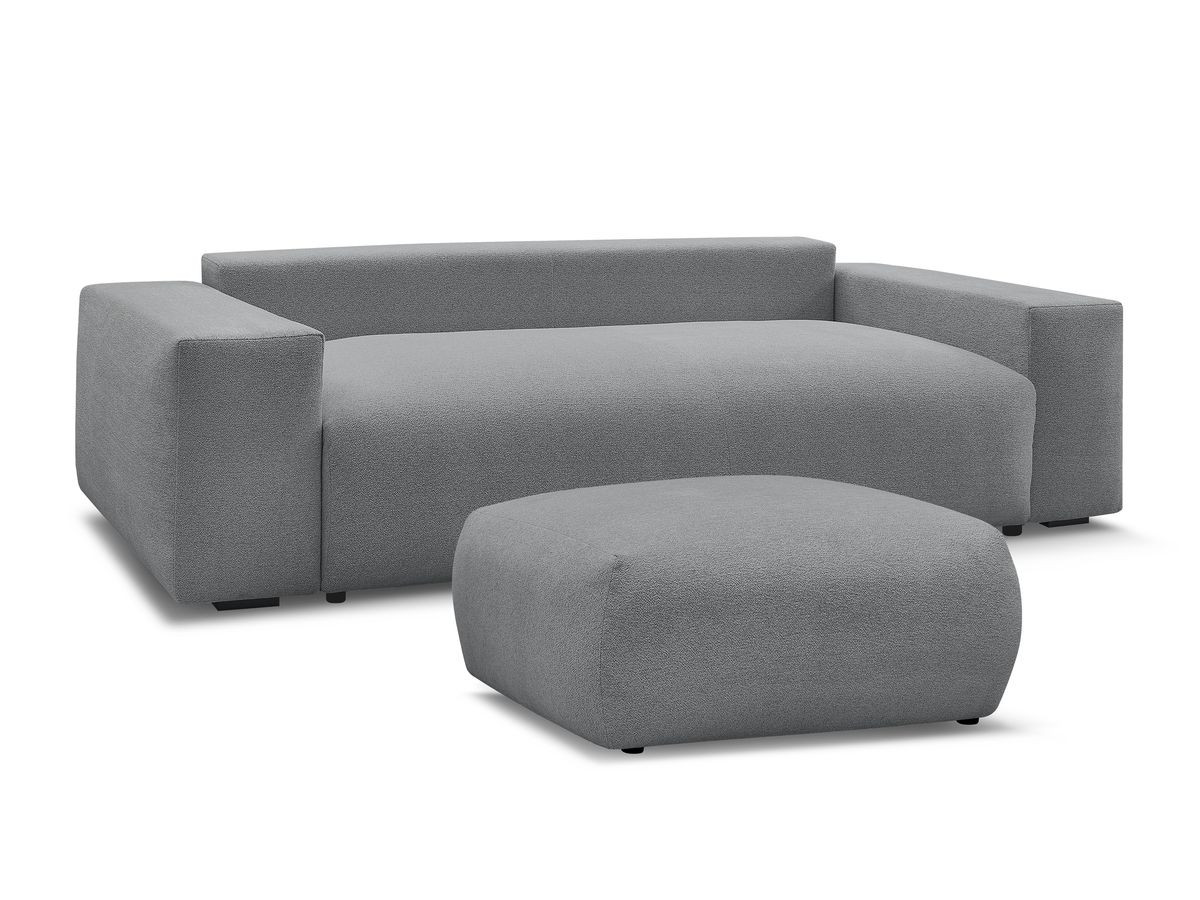 Bobochic Voltaire Sofa 4-Sitzer mit Pouf 280 × 124 cm Melange-Stoff Dunkelgrau