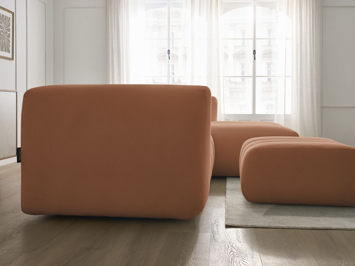 Bobochic Talia Ecksofa mit Pouf Melange-Stoff Orange Ecke rechts