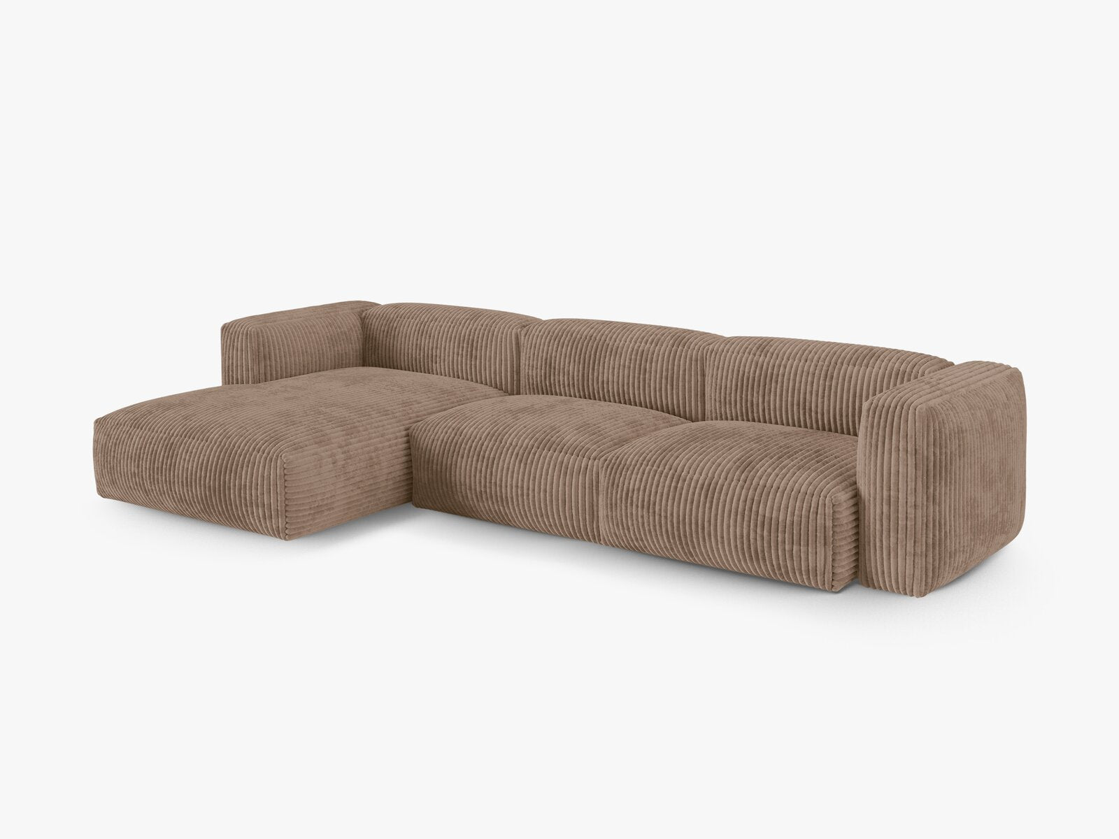 Micadoni Ecksofa Martina 3-Sitzer 90cm Sitztiefe Links Kord Tilia Eichel