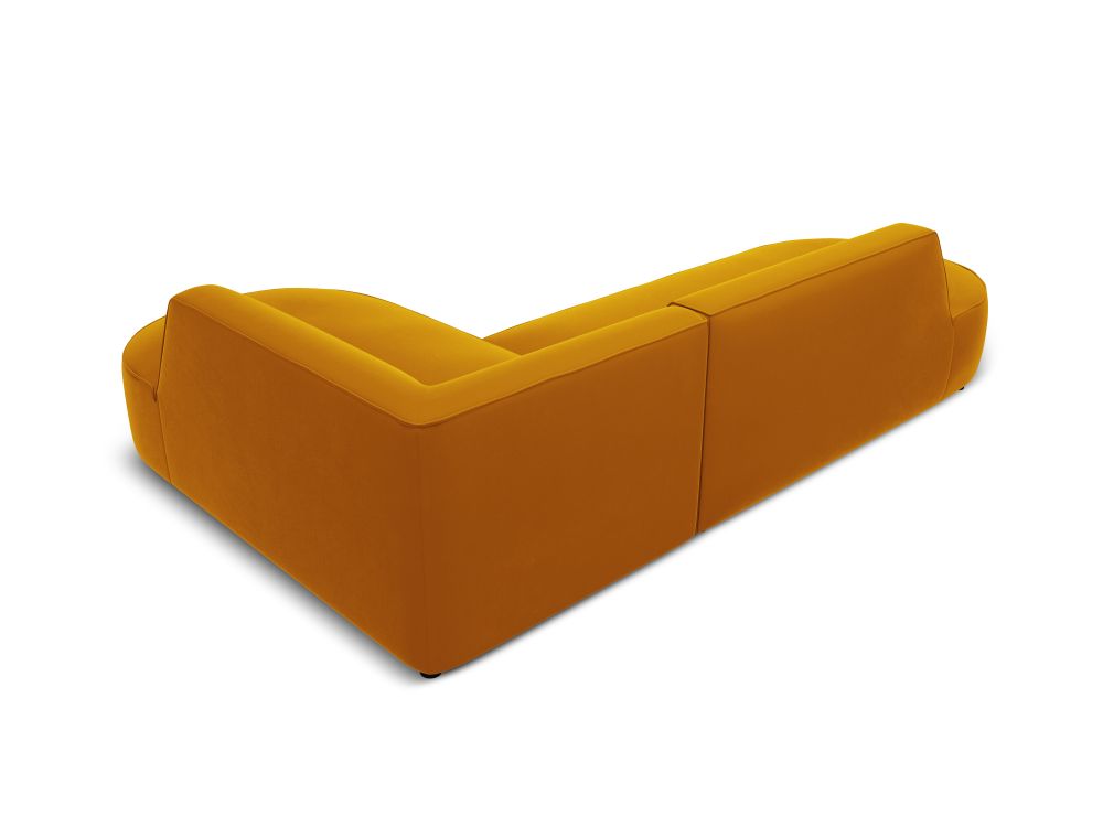 Cosmopolitan Design Ecksofa Siena 4-Sitzer abgerundet offen Samt Salvador Gelb Rechts