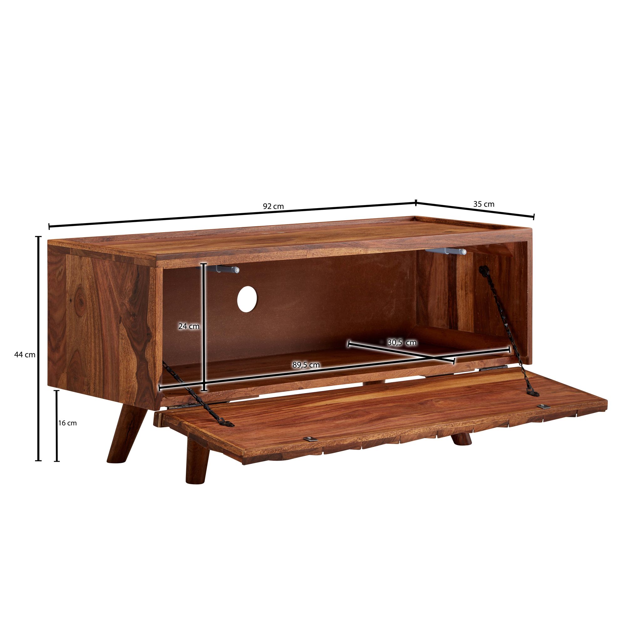 TV-Board Dorotea Massivholz Dunkelbraun 92 × 35 × 44 cm