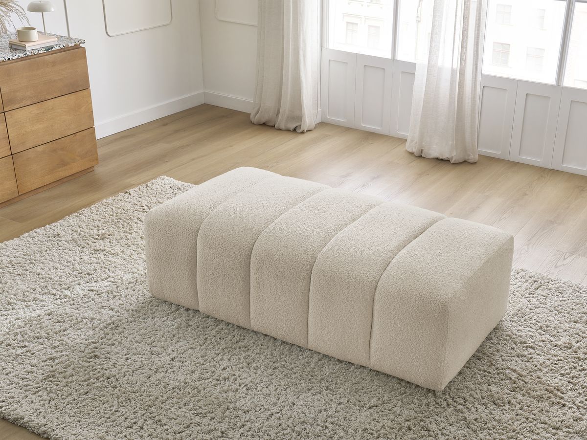 Bobochic Annecy Pouf Bouclé-Stoff Beige