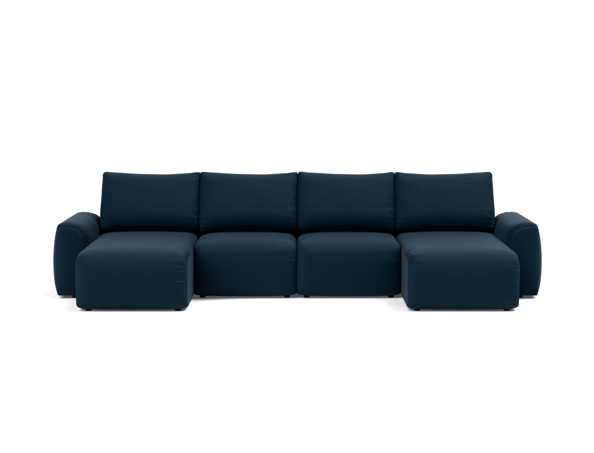 Schlafsofa Norum U-Form mit Chunky-Armlehnen Flachgewebe Mixed Dance 528-Blue