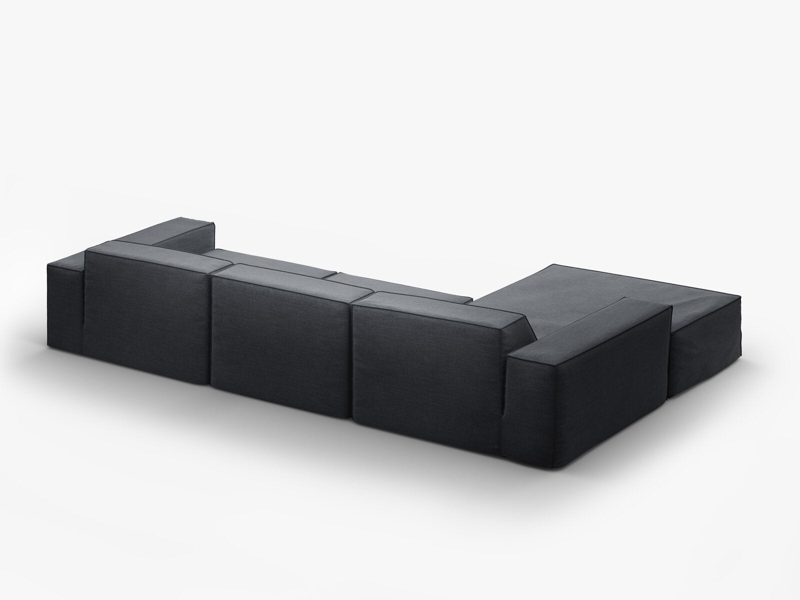 Micadoni Ecksofa Jodie 4-Sitzer Links Strukturierter Stoff Lins Grau und Blau