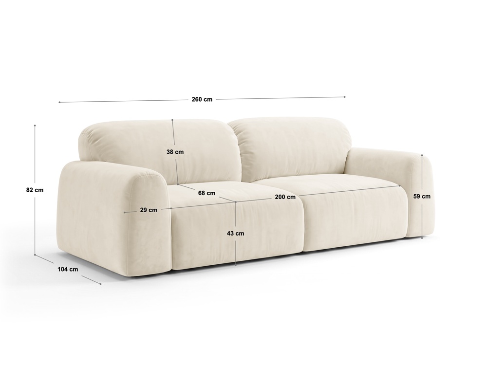 Cosmopolitan Design Sofa Milan 4-Sitzer Samt Bluvel Helles Beige