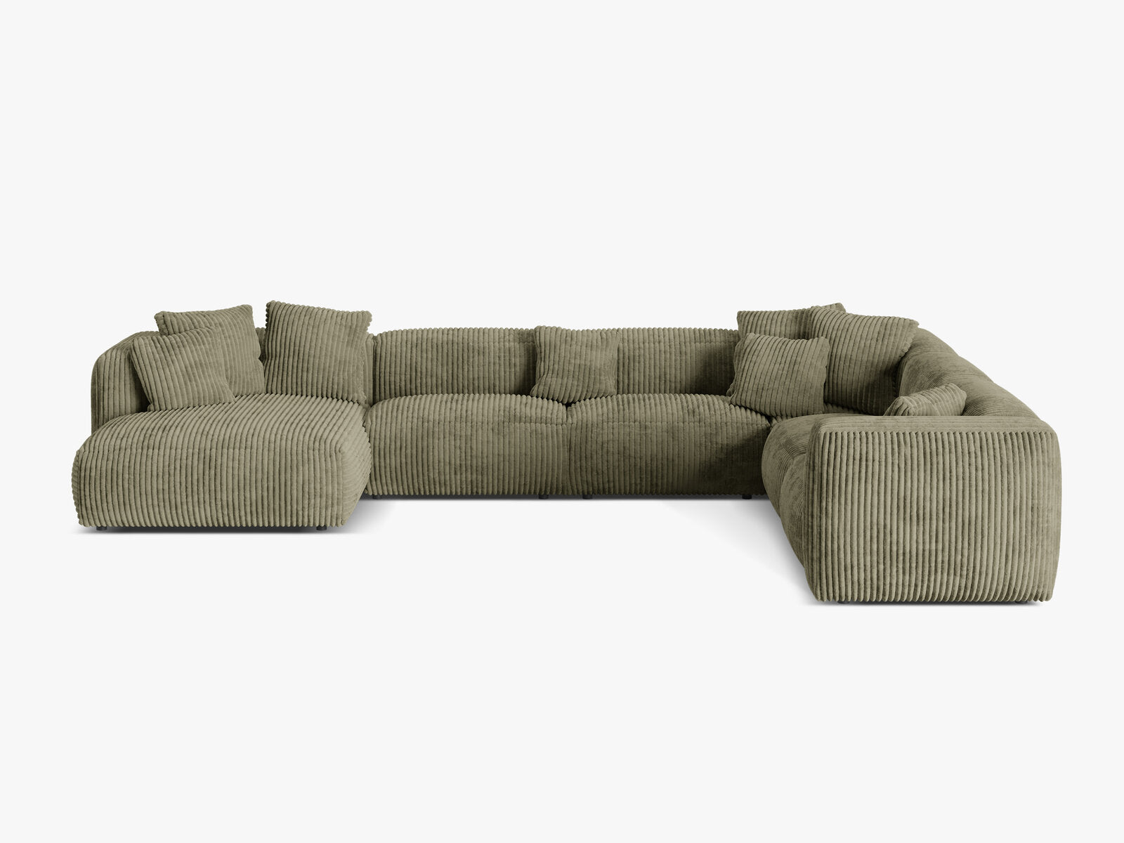 Micadoni modulares Ecksofa XL Martina 6-Sitzer Rechts Kord Tilia Moßgrün