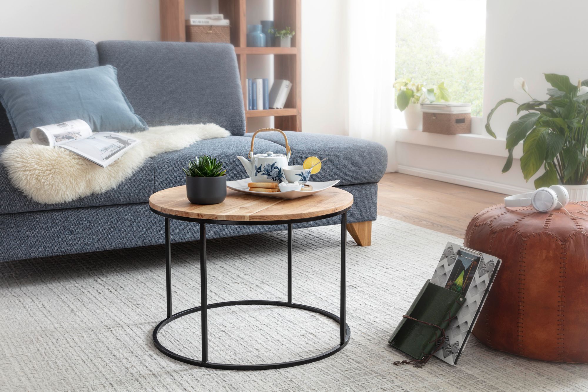 Couchtisch Mollerup Akazie Massivholz Ø 60 cm