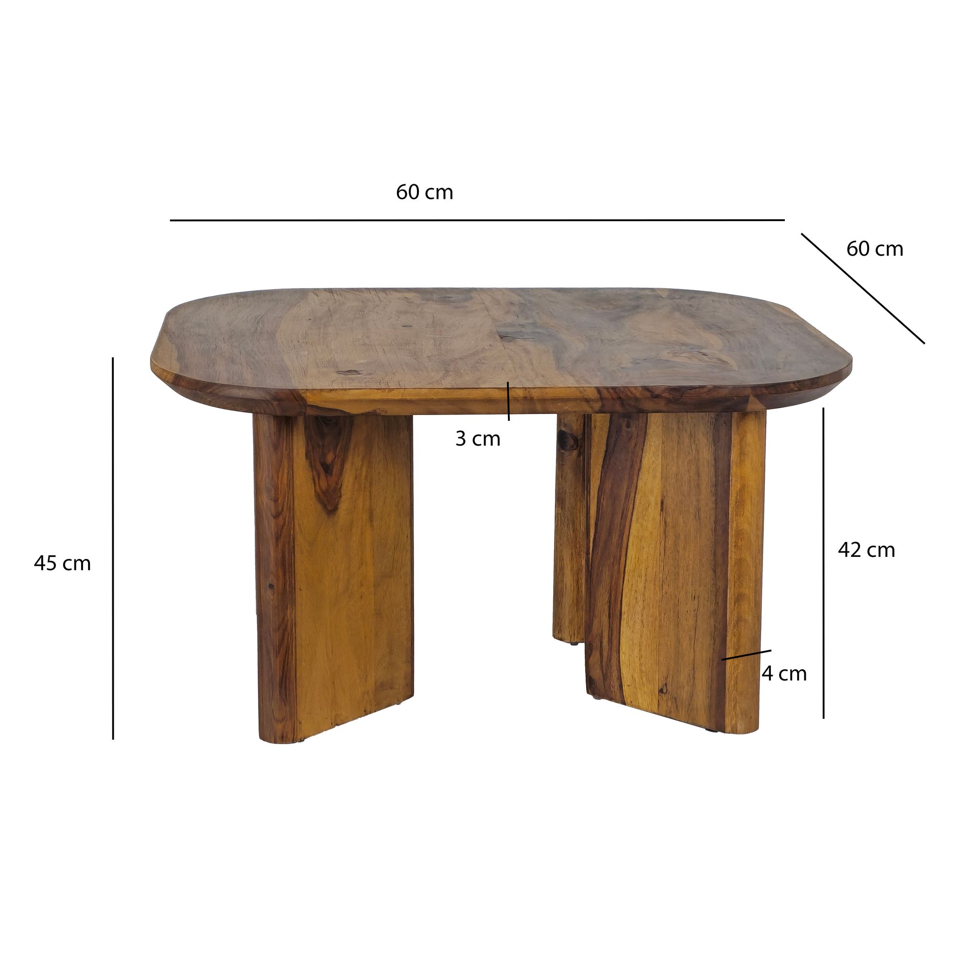 Couchtisch Vagan Massivholz Dunkelbraun Höhe 45 cm