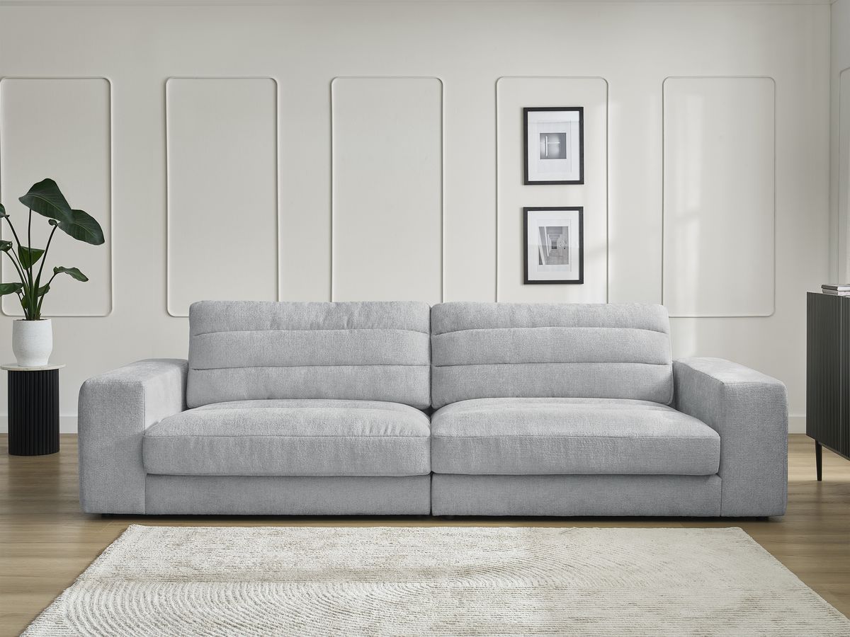 Bobochic Sierra Sofa 3-Sitzer Strukturstoff Hellgrau
