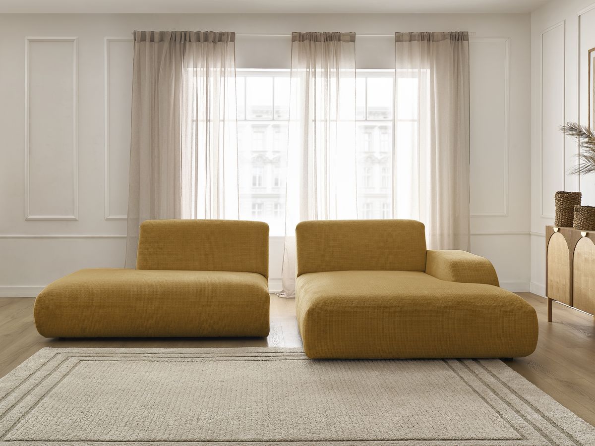 Bobochic Sirius Ecksofa 300 × 170 cm Strukturstoff Gelb Ecke rechts