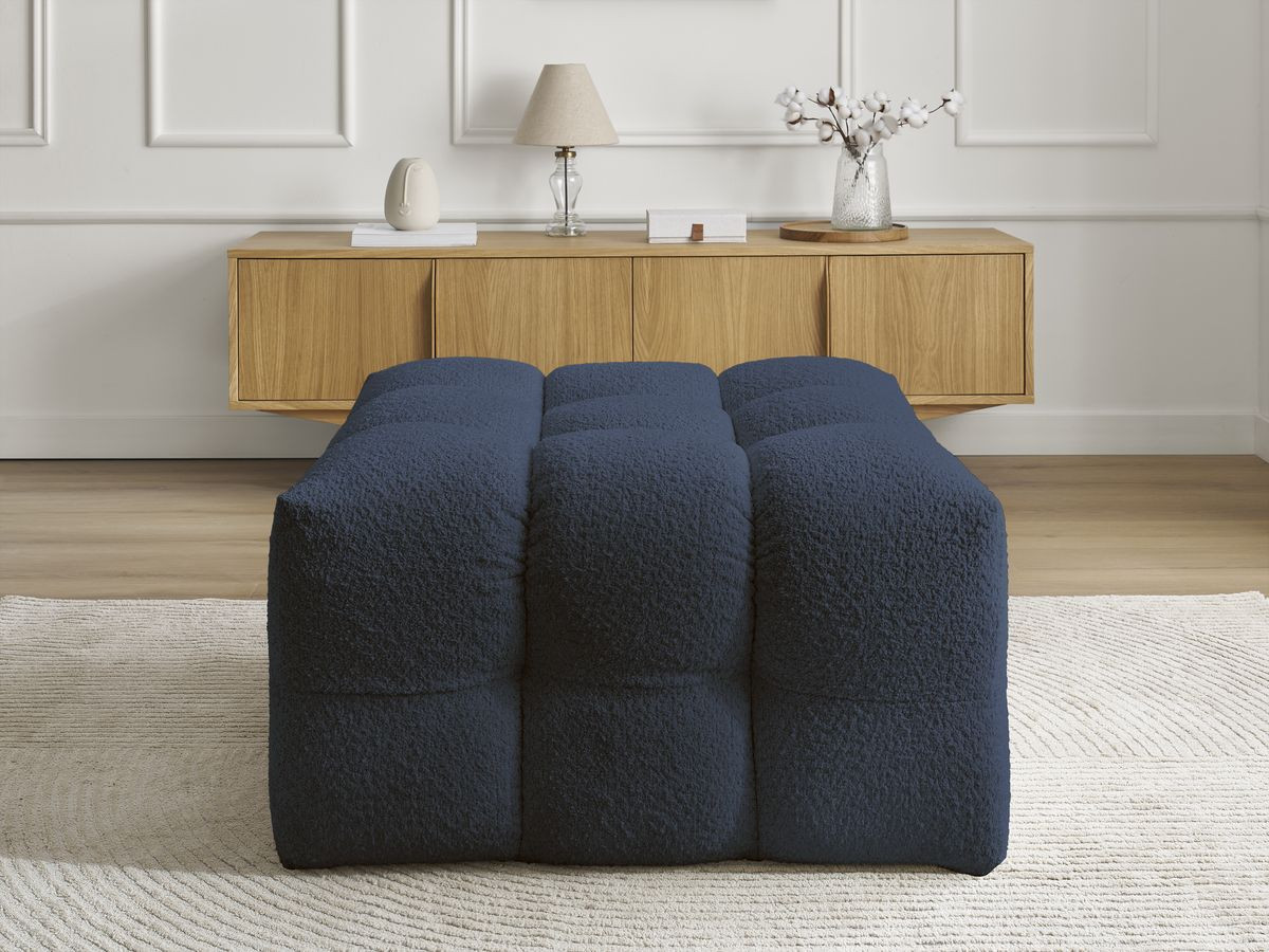 Bobochic Cloud Pouf Bouclé-Stoff Dunkelblau