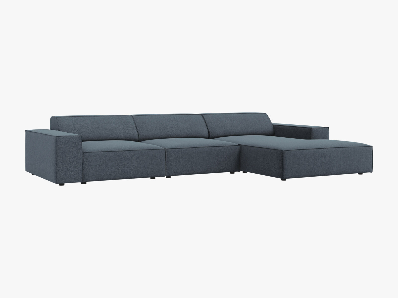 Micadoni Ecksofa Jodie 4-Sitzer Rechts Strukturierter Stoff Megan Blau