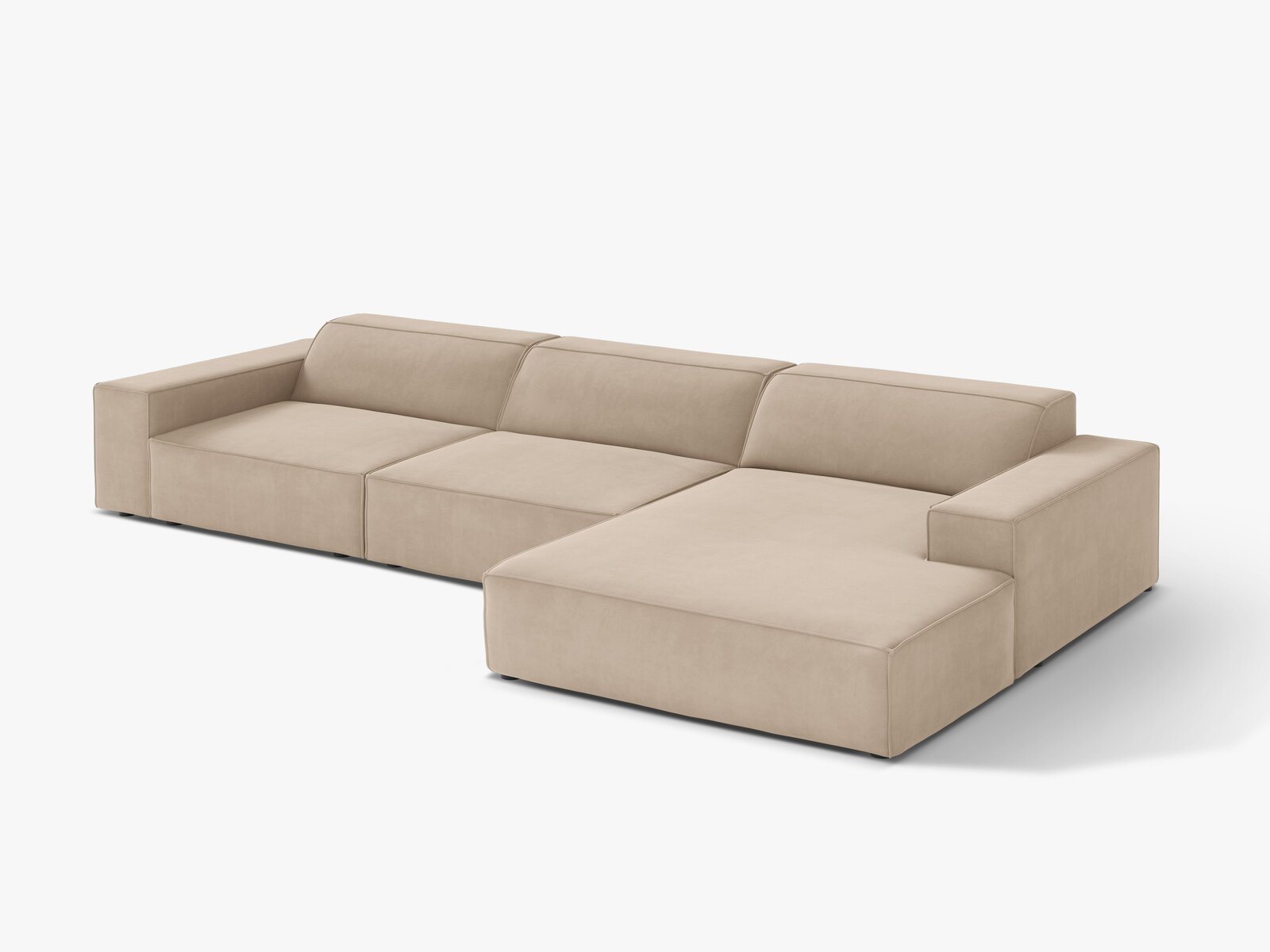Micadoni Ecksofa Jodie 4-Sitzer Samt Venus Beige Rechts