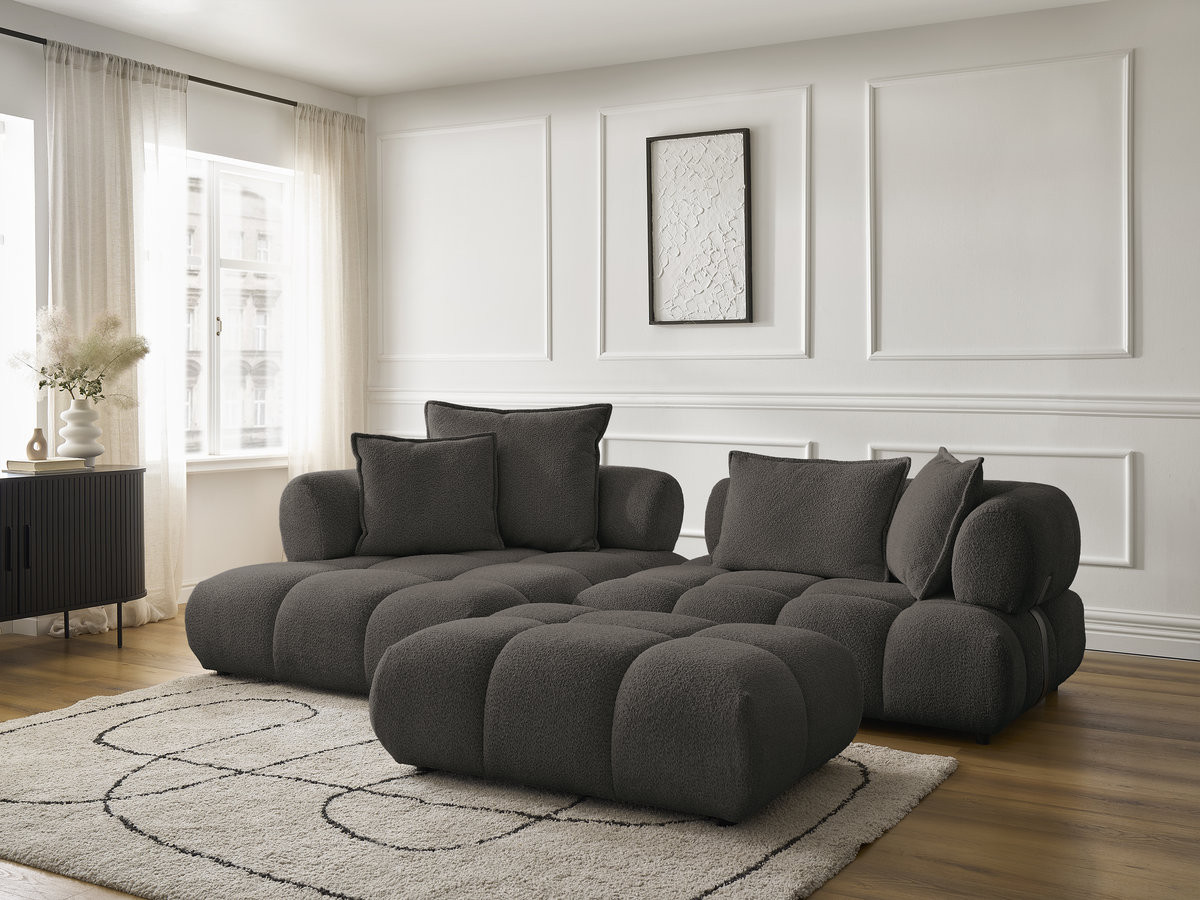 Bobochic Alya Ecksofa mit Pouf Bouclé-Stoff Braun Ecke links