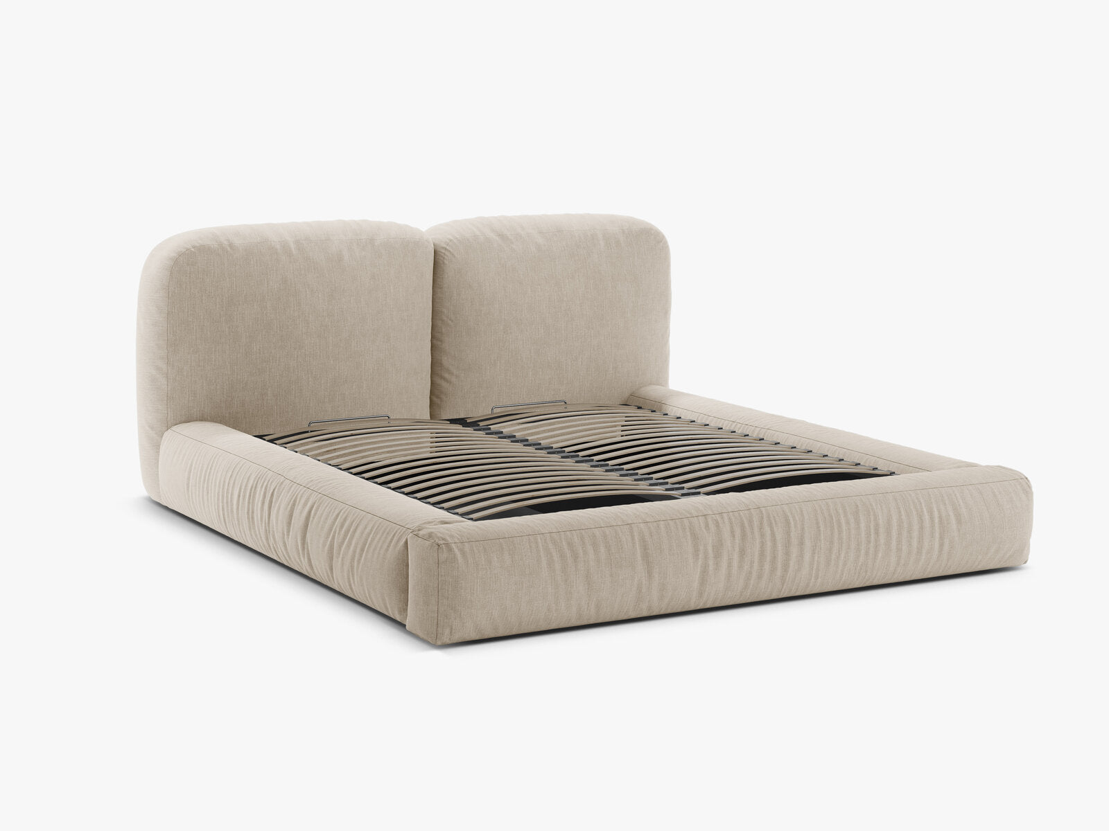 Micadoni Stauraumbett mit Kopfteil Martina Strukturierter Stoff Boston Helles Beige 200x200