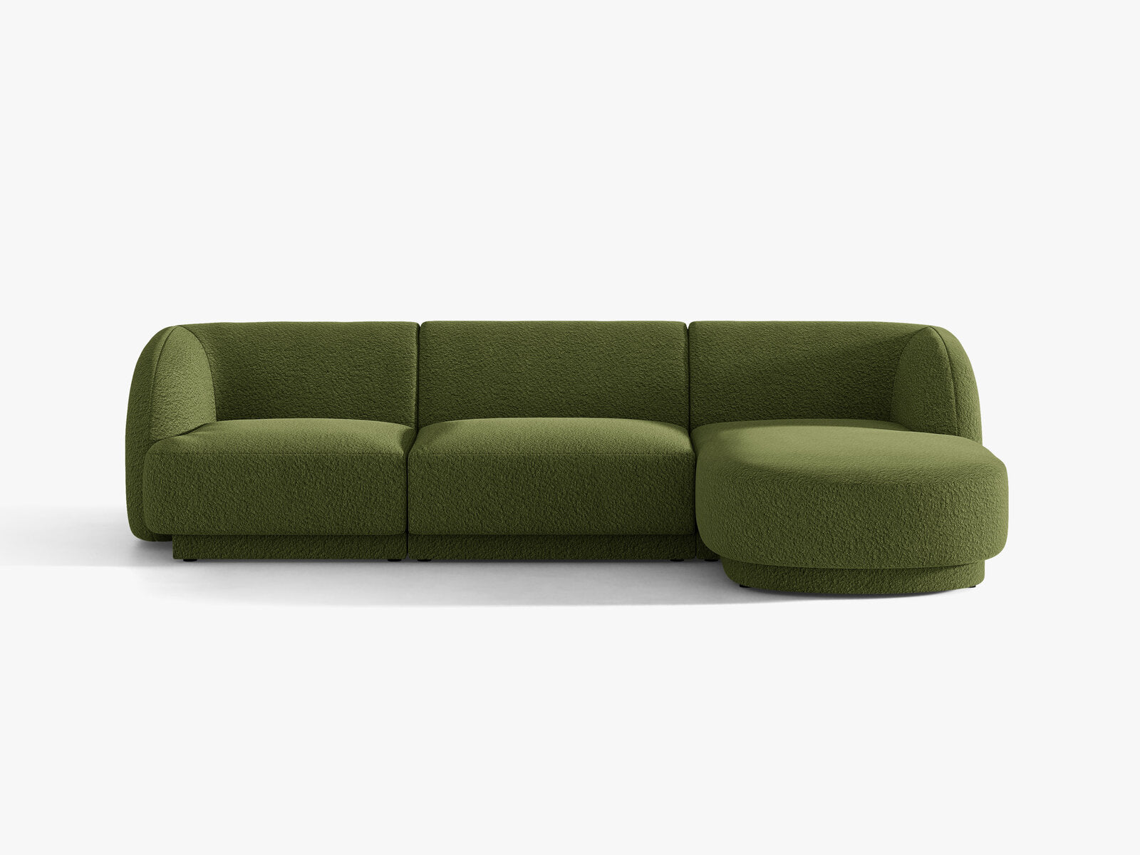 Micadoni Ecksofa Miley 4-Sitzer Rechts Boucle Baloo Dunkel-Olivgrün