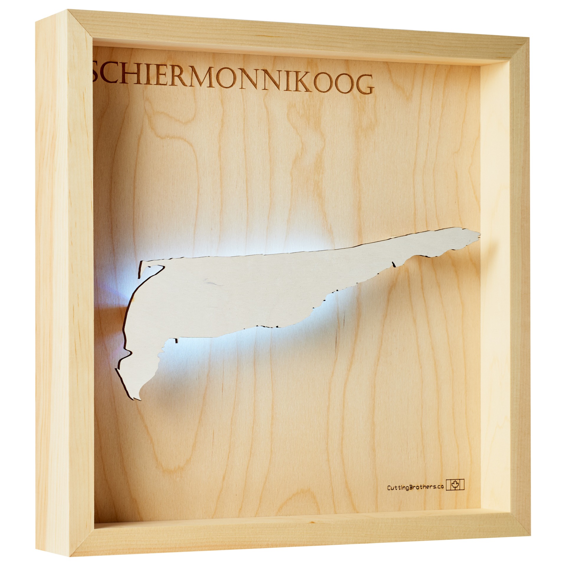 Cutting Brothers LED Licht Schiermonnikoog 3D Insel Holz Karte