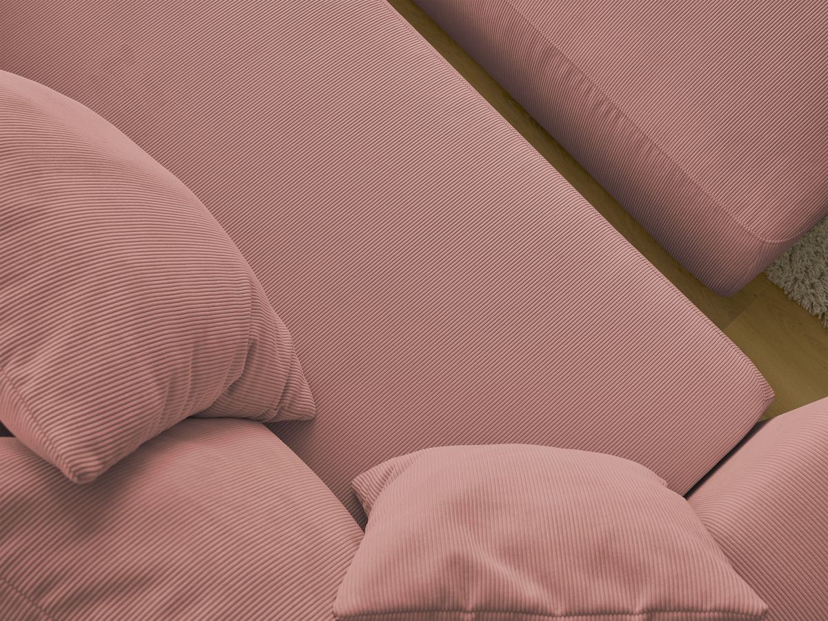 Bobochic Sidonie Schlafsofa 4-Sitzer mit Bettkasten und Pouf Cordsamt Rosa
