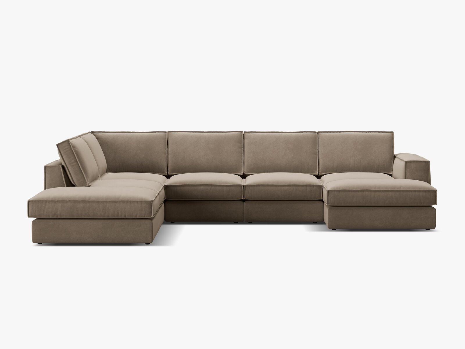 Micadoni modulares Panorama Ecksofa Pola 5-Sitzer Links Samt Salvador Grau Braun