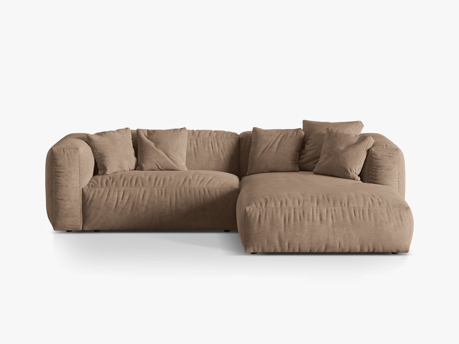 Micadoni Ecksofa Martina 2-Sitzer Rechts Samt Vogue Dunkelbeige