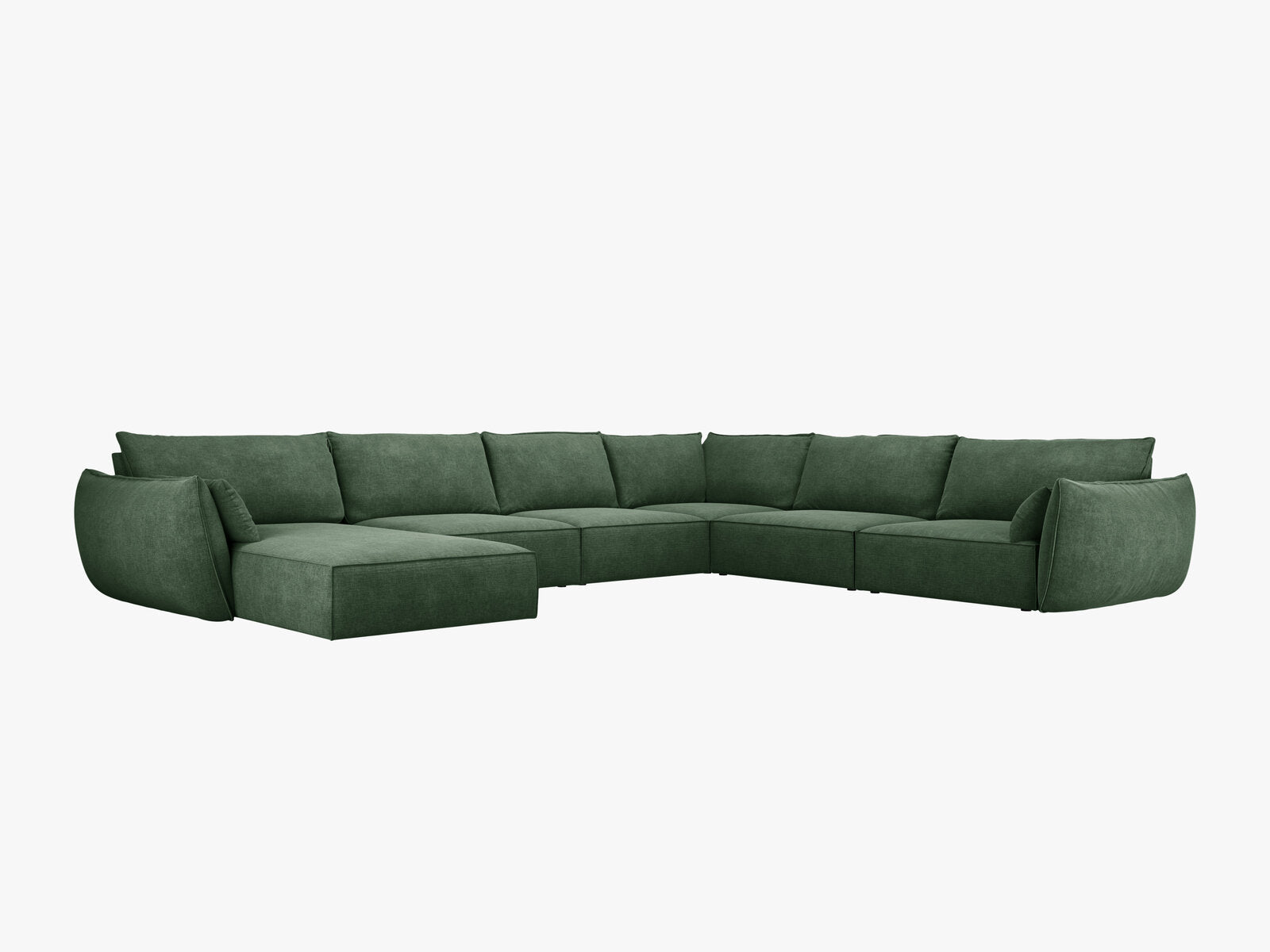 Micadoni Panorama-Ecksofa Kaelle 8-Sitzer Rechts Chenille Over The Horizon Flaschengrün