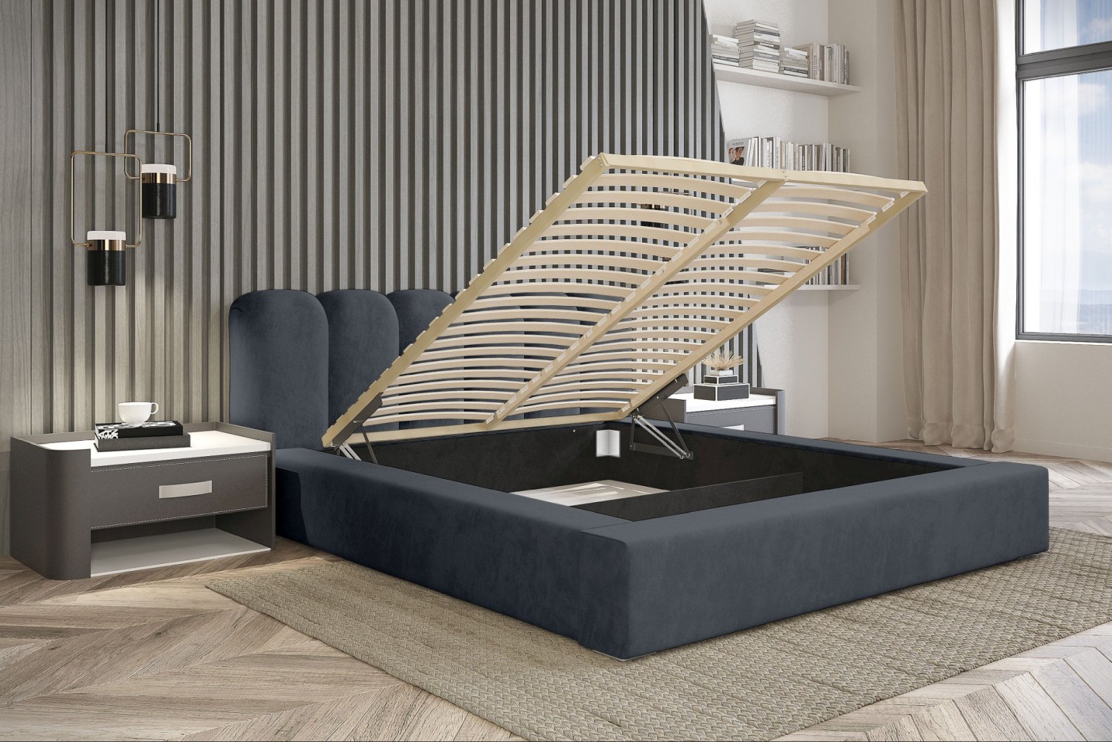 Polsterbett Tavio-New Chenille 160x200 mit Holzrahmen Ditra-New 11