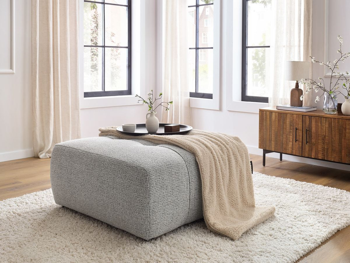 Bobochic Arsene Pouf Melange-Stoff Hellgrau