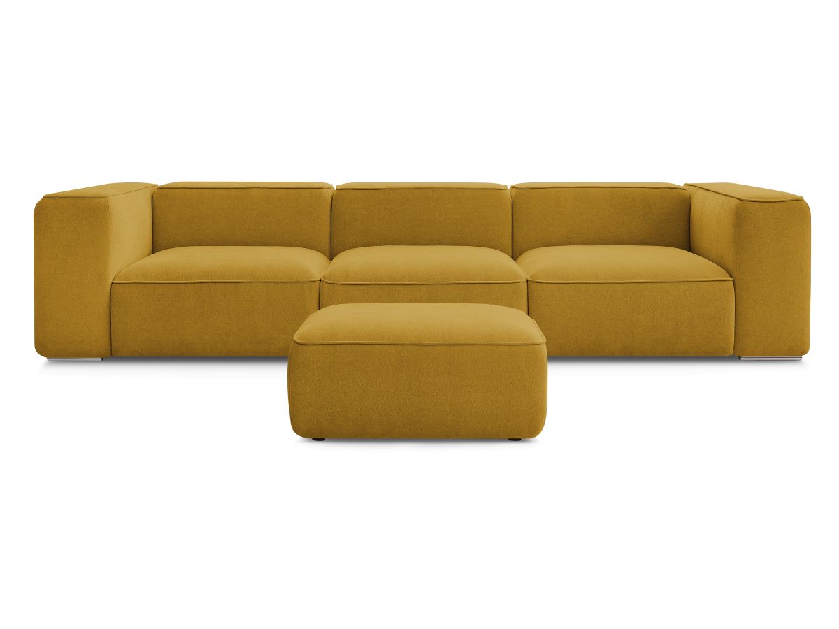 Bobochic Zephyr Sofa 4-Sitzer mit Pouf Strukturstoff Gelb