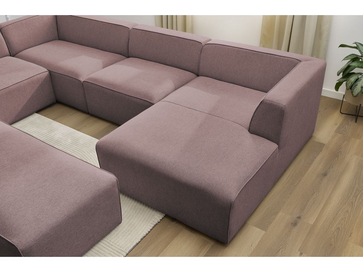 Bobochic Megeve Wohnlandschaft mit Pouf Melange-Stoff Rosa Ecke rechts
