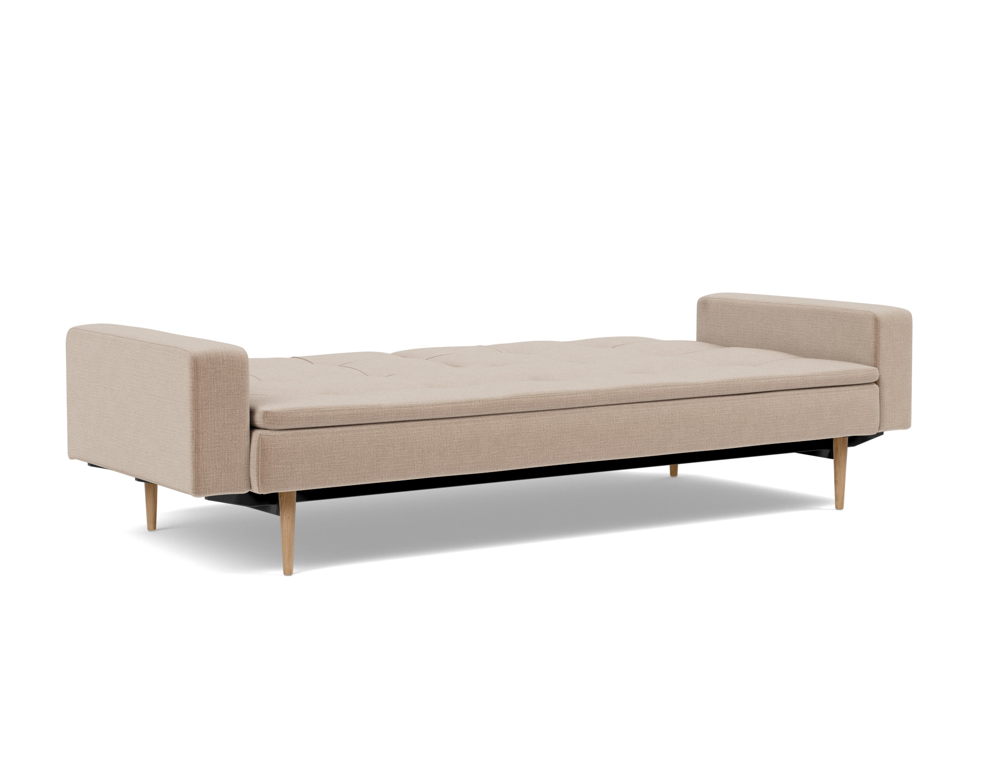 Schlafsofa Dublexo mit Armlehnen Chenille Esina 417-Mocha Beine Styletto Eiche hell