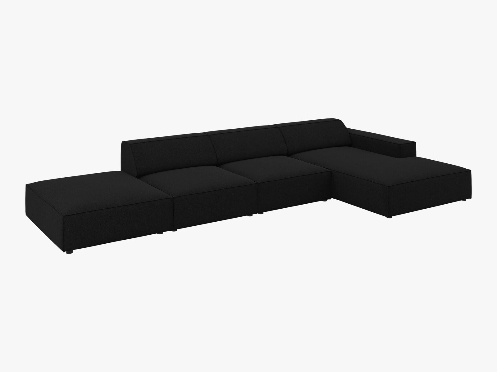 Micadoni Ecksofa Jodie 5-Sitzer Rechts Strukturierter Stoff Megan Schwarz