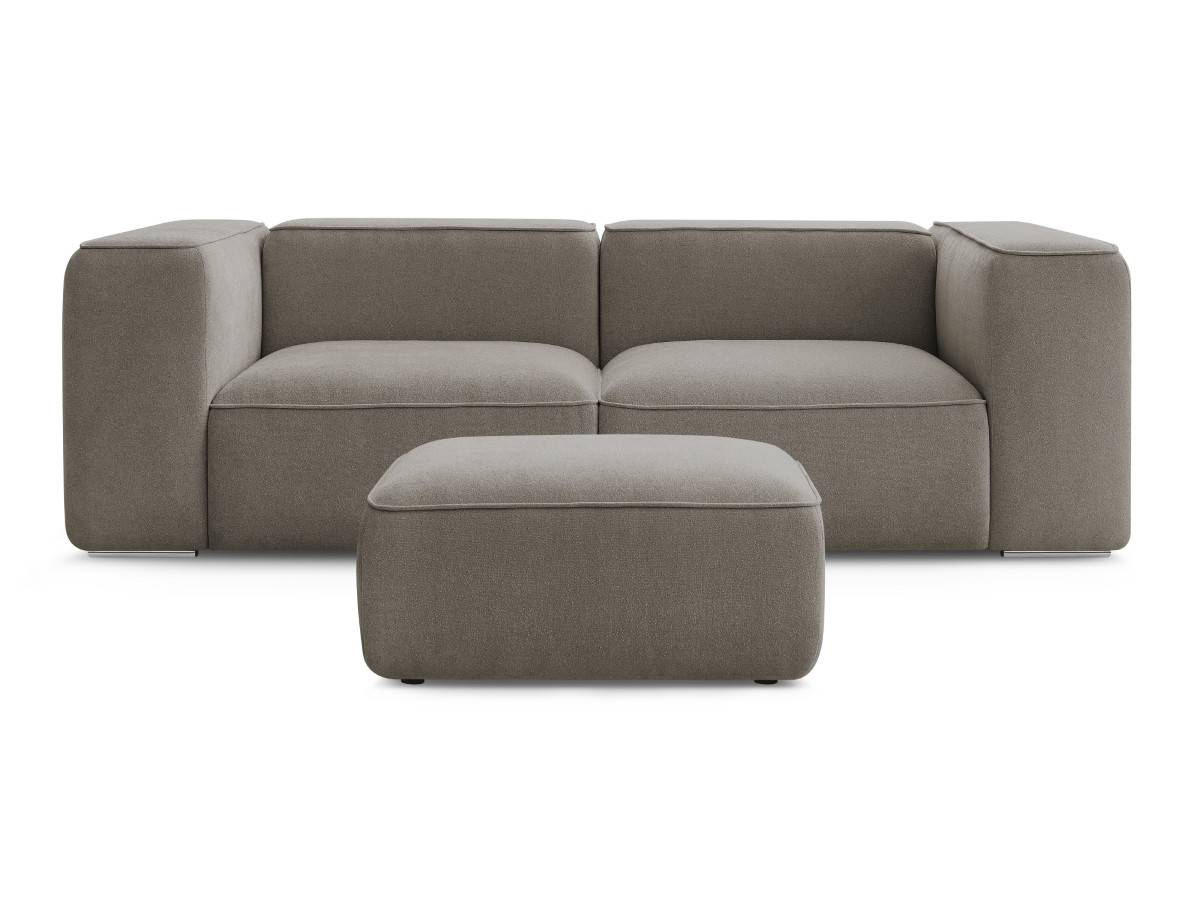 Bobochic Zephyr Sofa 3-Sitzer mit Pouf Strukturstoff Taupe