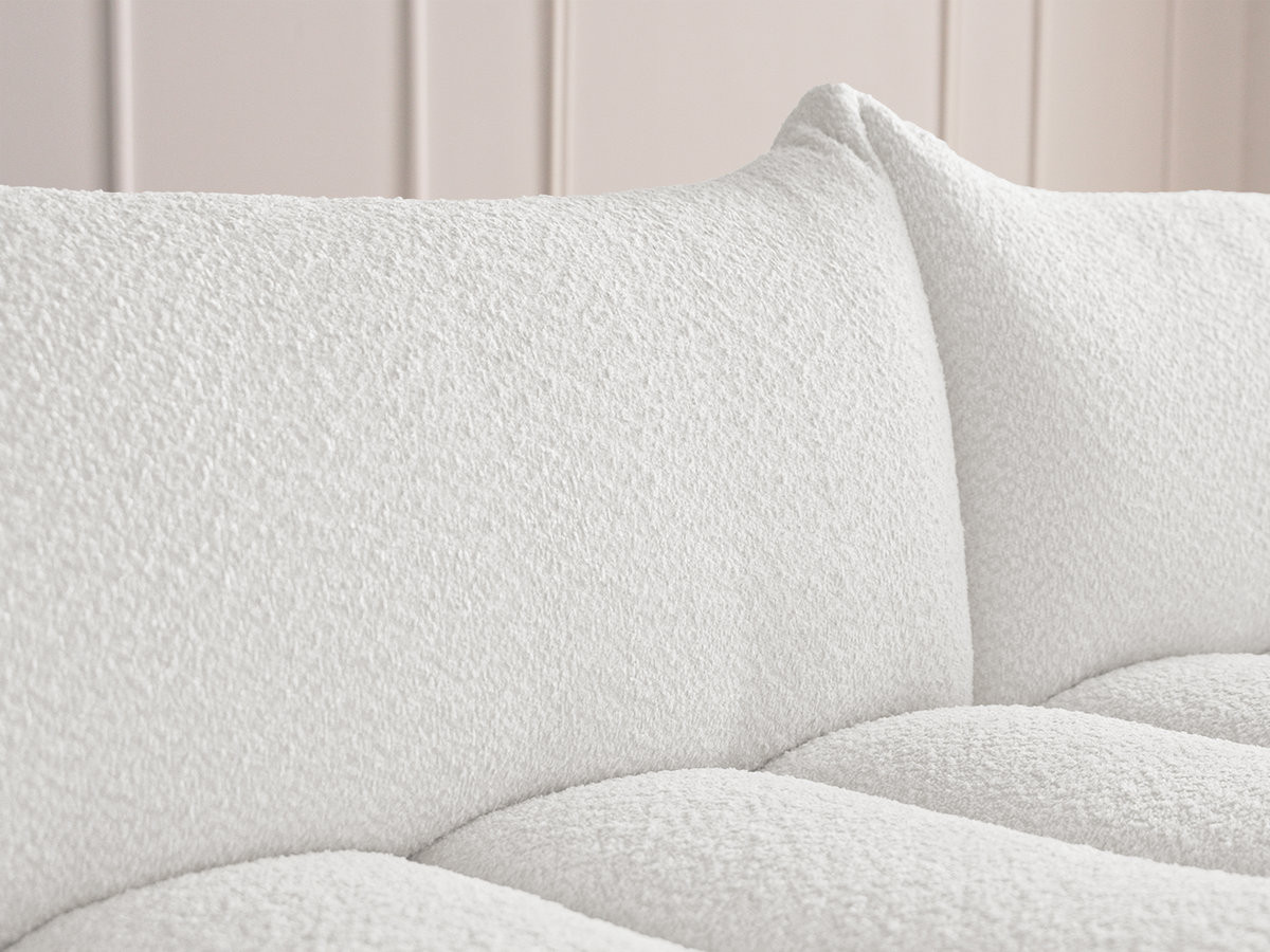Bobochic Azra Ecksofa mit Pouf 262 × 178 cm Bouclé-Stoff Weiß Ecke rechts