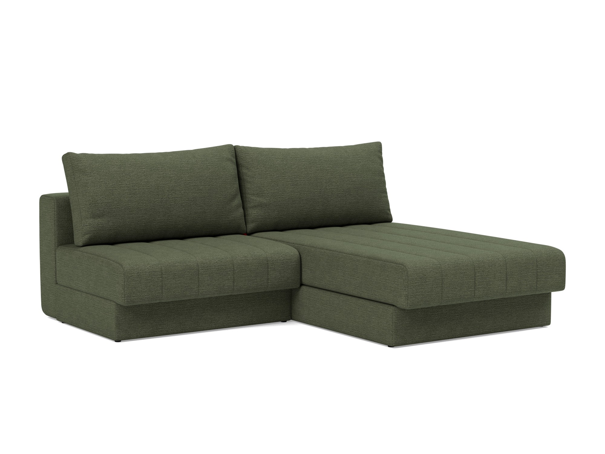 Schlafsofa Akello mit Chaiselongue Strukturierter Stoff Taura 353-Forest