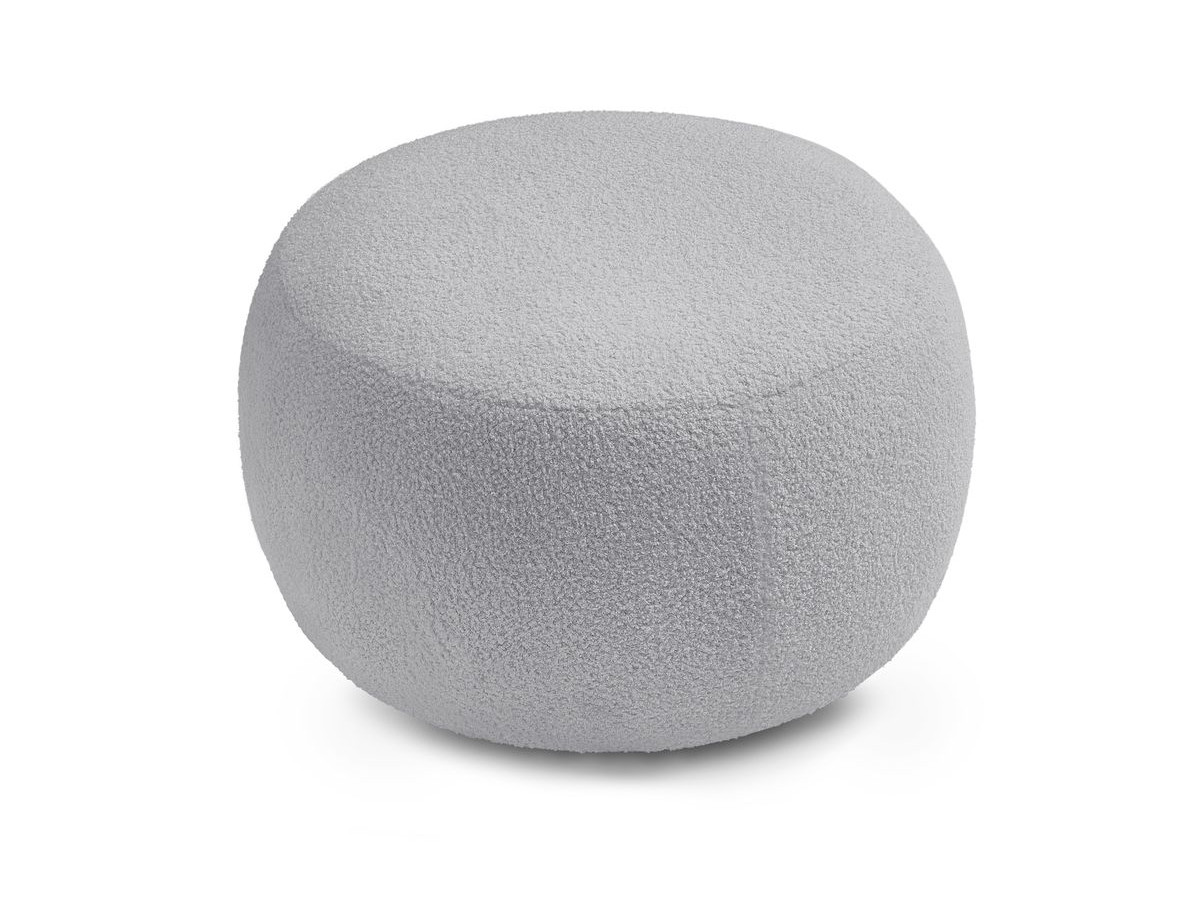 Bobochic Envy Schlafsofa 3-Sitzer mit Bettkasten und rundem Pouf Bouclé-Stoff Hellgrau