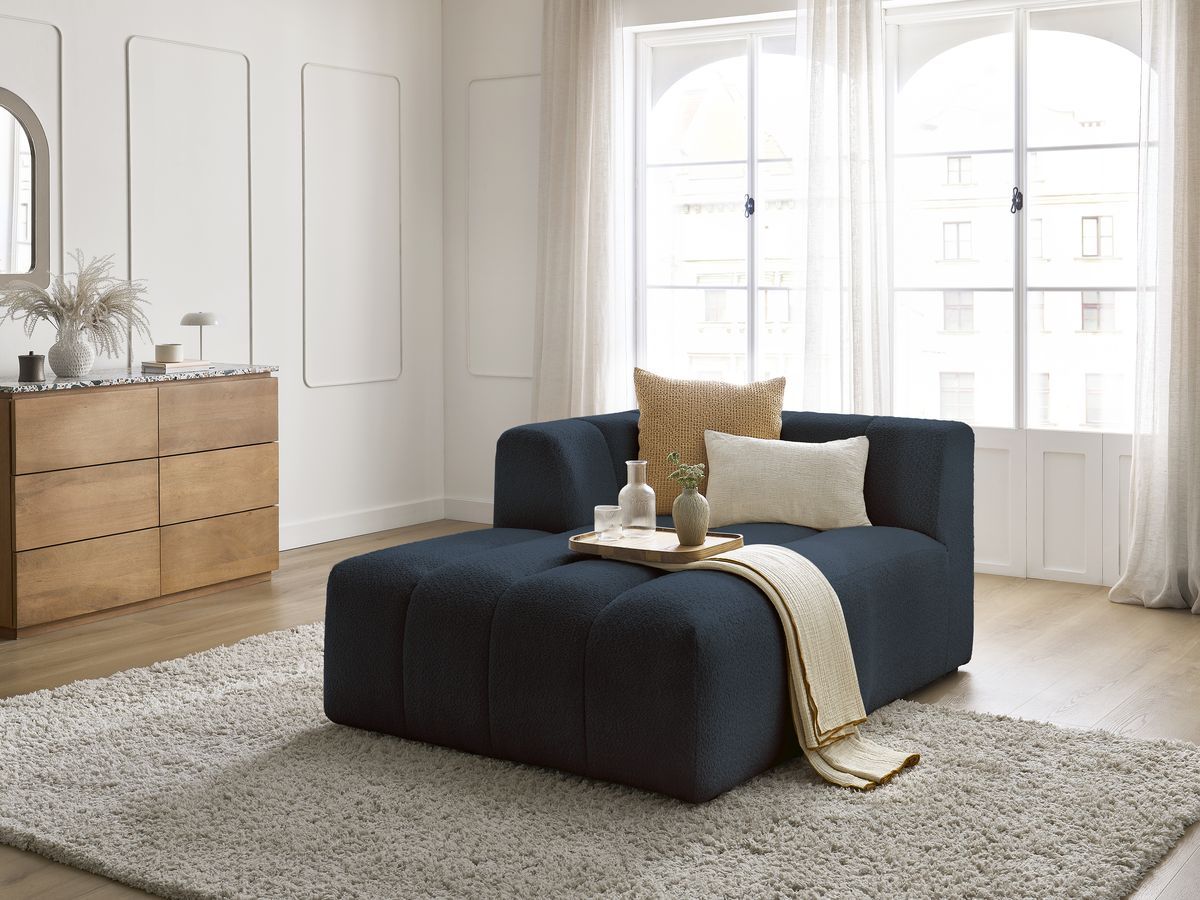 Bobochic Annecy Méridienne-Modul Bouclé-Stoff Dunkelblau Ecke links