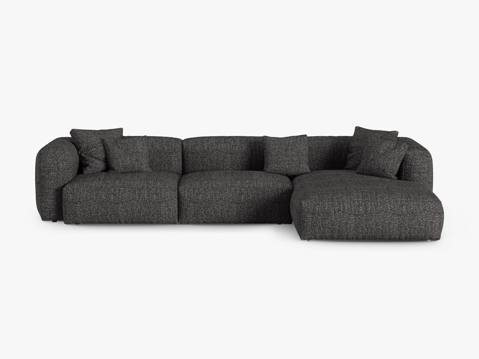 Micadoni Ecksofa Martina 3-Sitzer 90cm Sitztiefe Rechts Boucle Monet Anthrazit