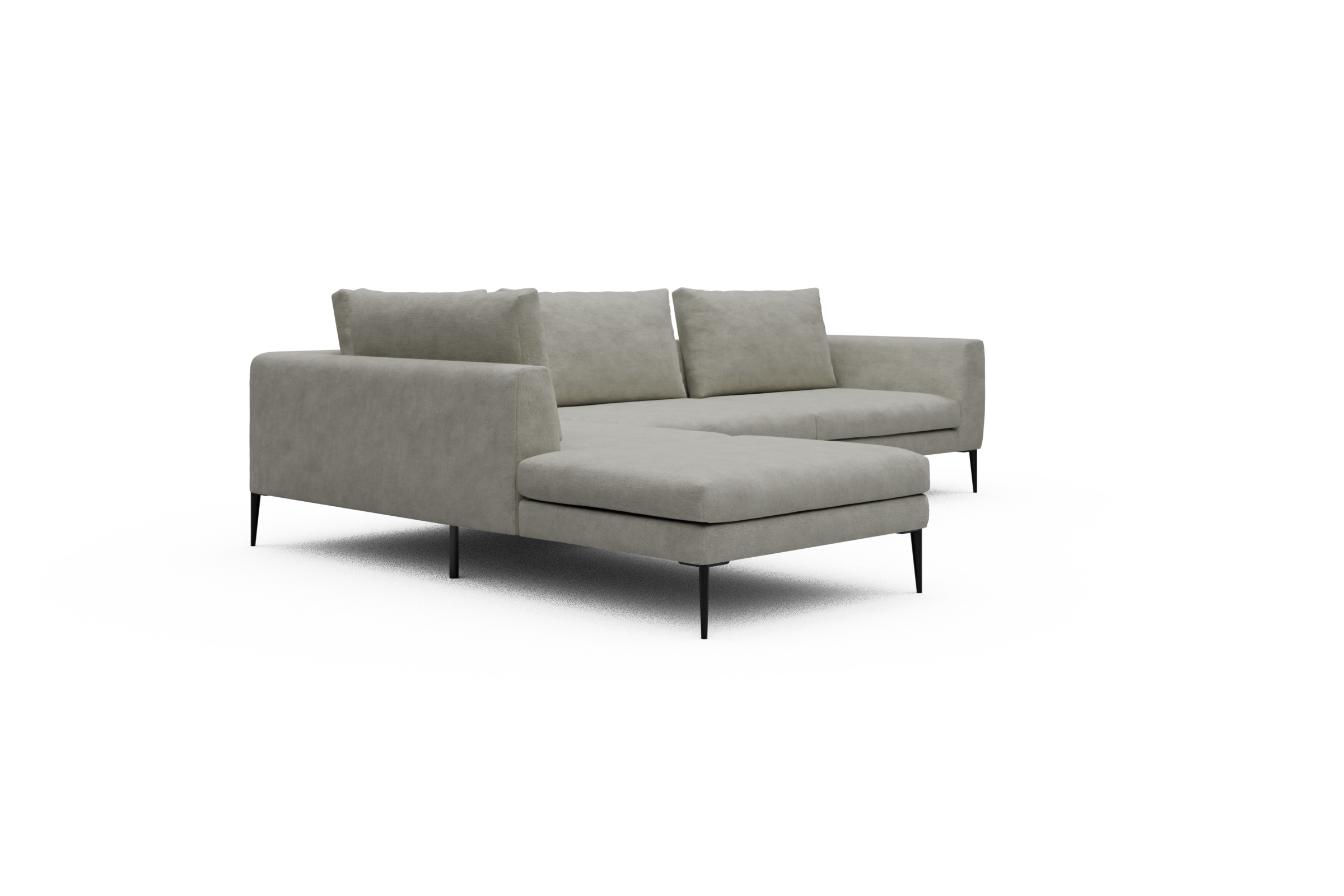 Ecksofa Paul Relax-Ecke rechts mit 3-Sitzer Carreno-Moon-Stone-White
