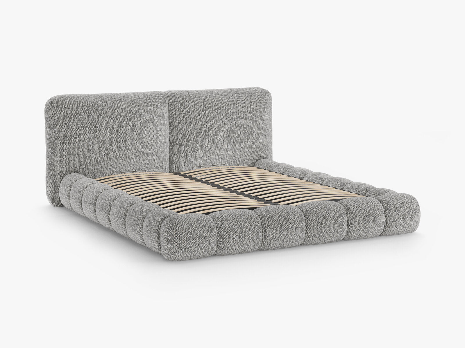 Micadoni Stauraumbett mit Kopfteil Solange Chenille Silencio Grau