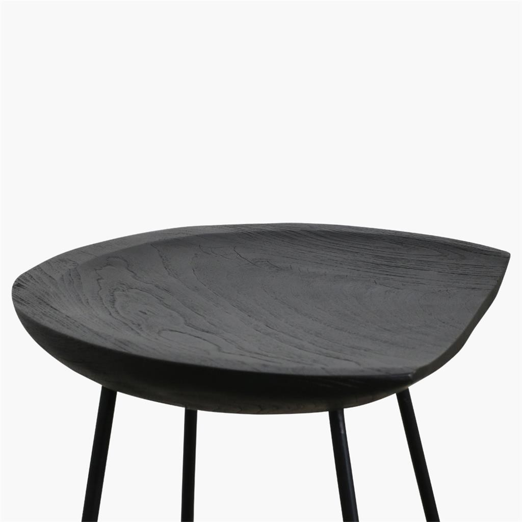 Raw Materials Loft Barhocker aus Teakholz schwarz 41x42x77cm
