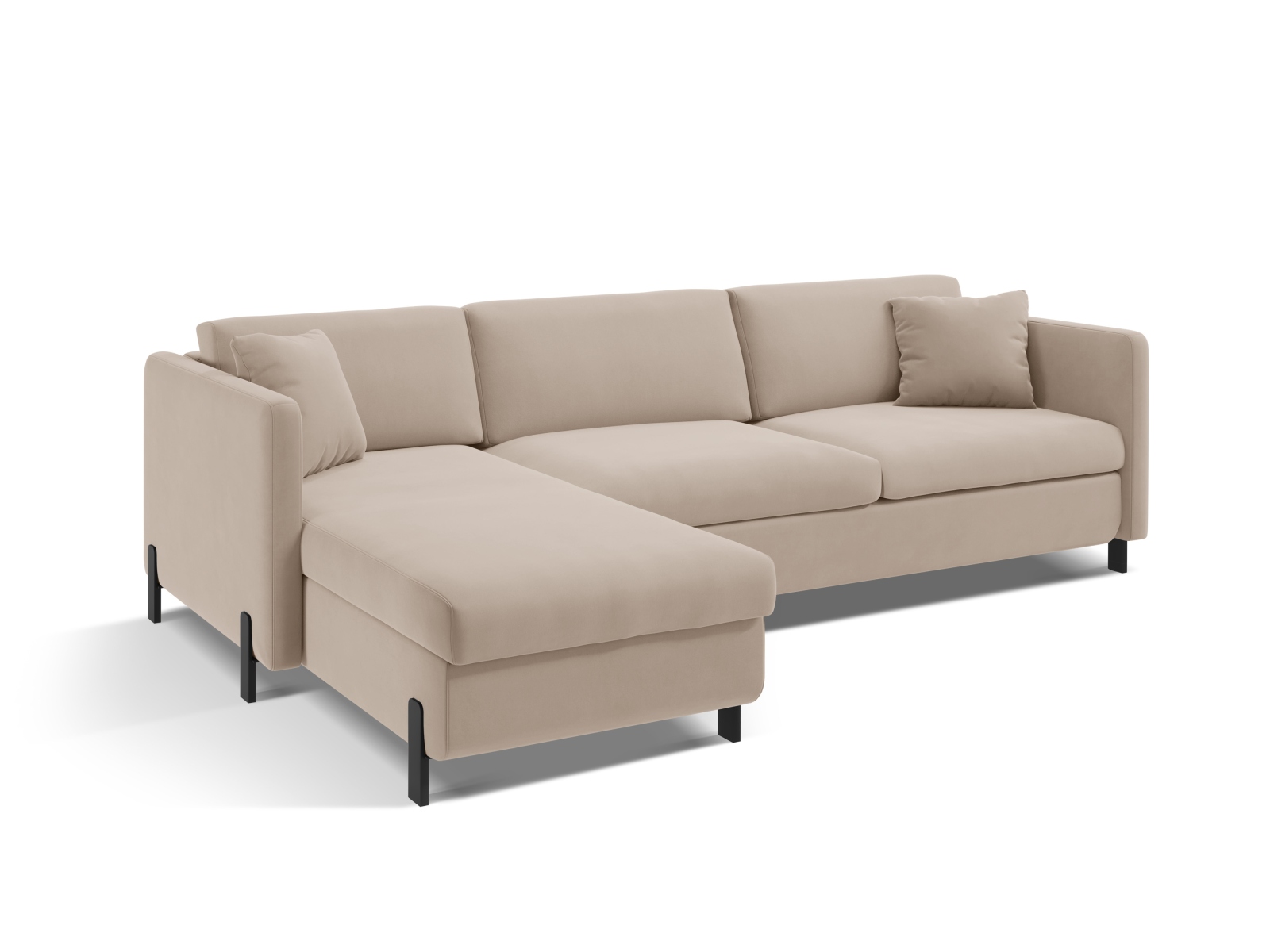 Micadoni Schlaf-Ecksofa Gloria 5-Sitzer Links Samt Beige 205x160