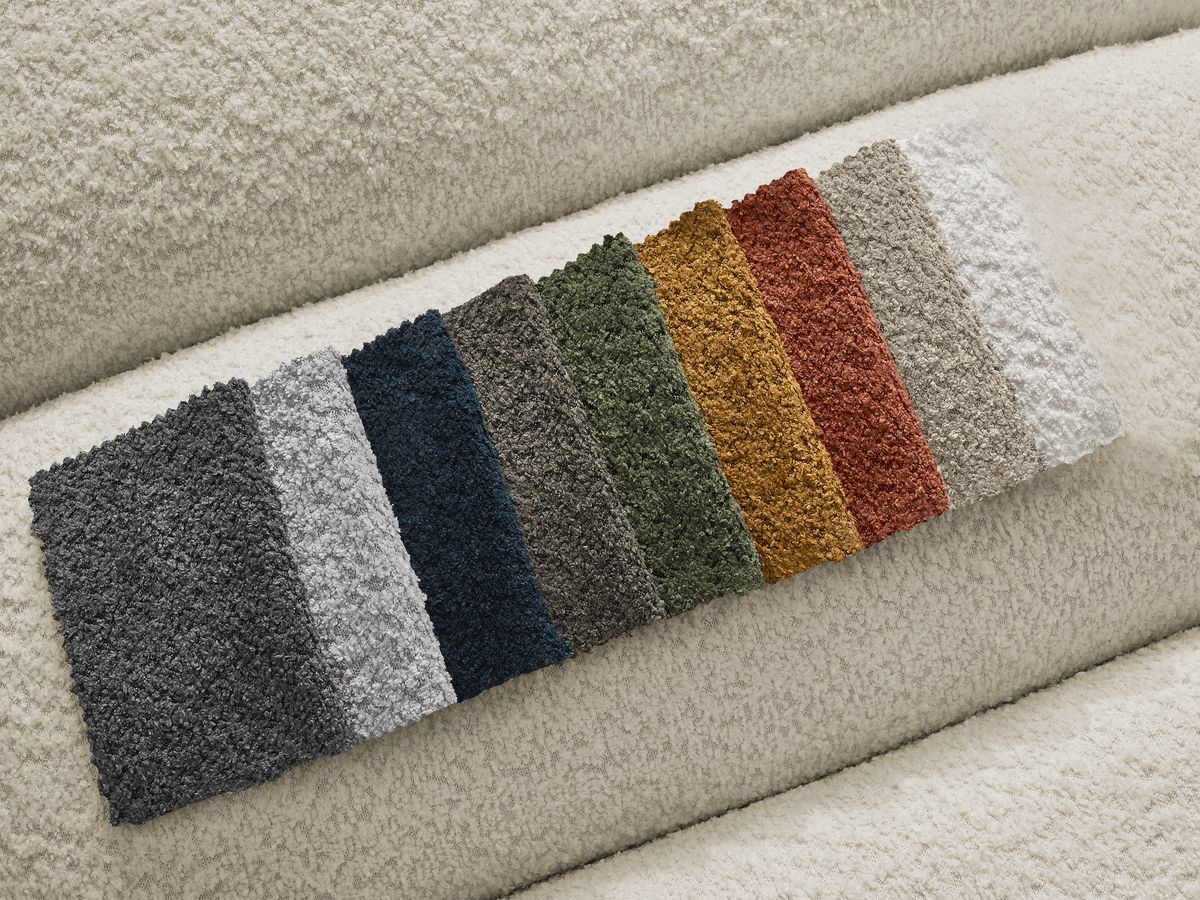 Bobochic Talia Ecksofa mit Pouf Bouclé-Stoff Beige Ecke links