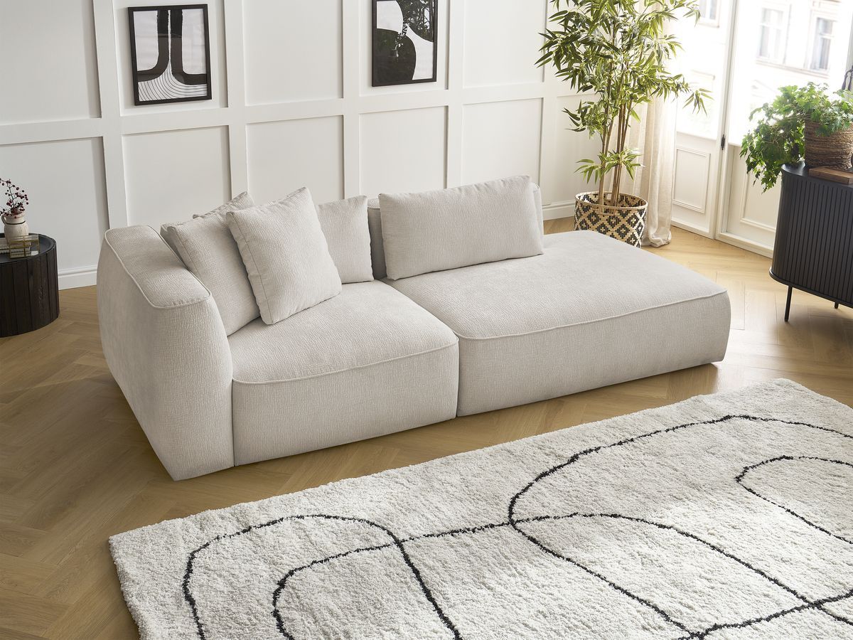 Bobochic Leopold Sofa 3-Sitzer Strukturstoff Beige Armlehne links