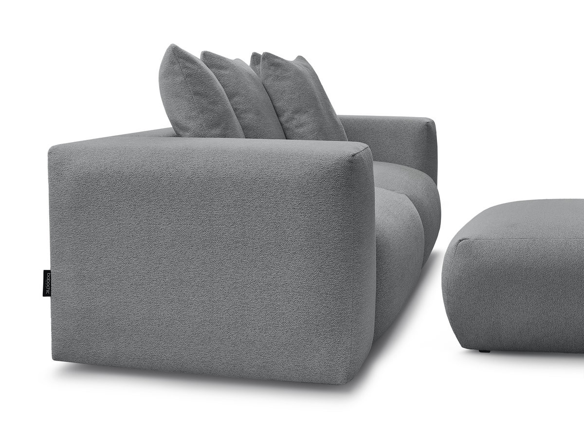 Bobochic Voltaire Sofa 4-Sitzer mit Pouf 248 × 100 cm Melange-Stoff Dunkelgrau