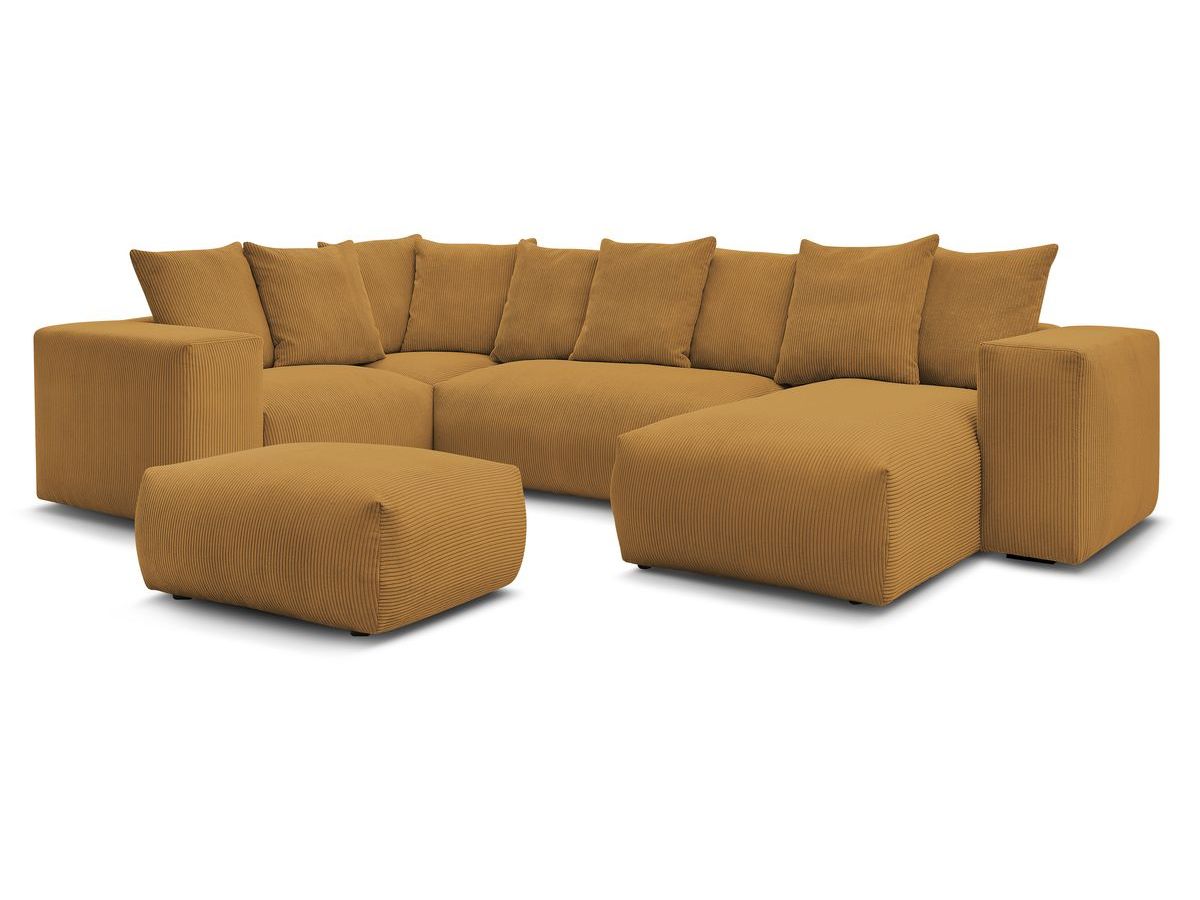Bobochic Voltaire Wohnlandschaft mit Pouf 356 × 214 cm Cordsamt Gelb Ecke rechts