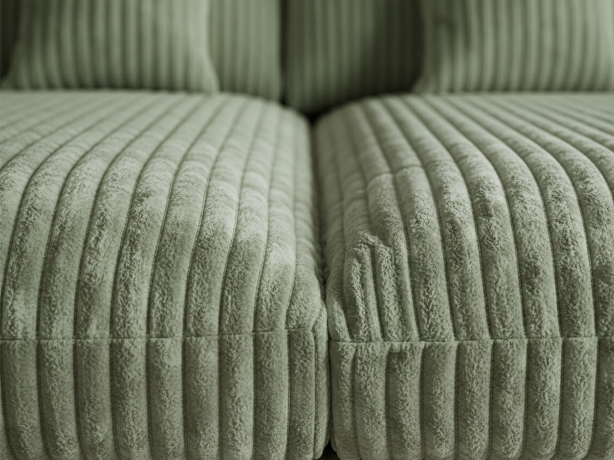 Bobochic Belem Sofa 3-Sitzer Breitcord weich Grün
