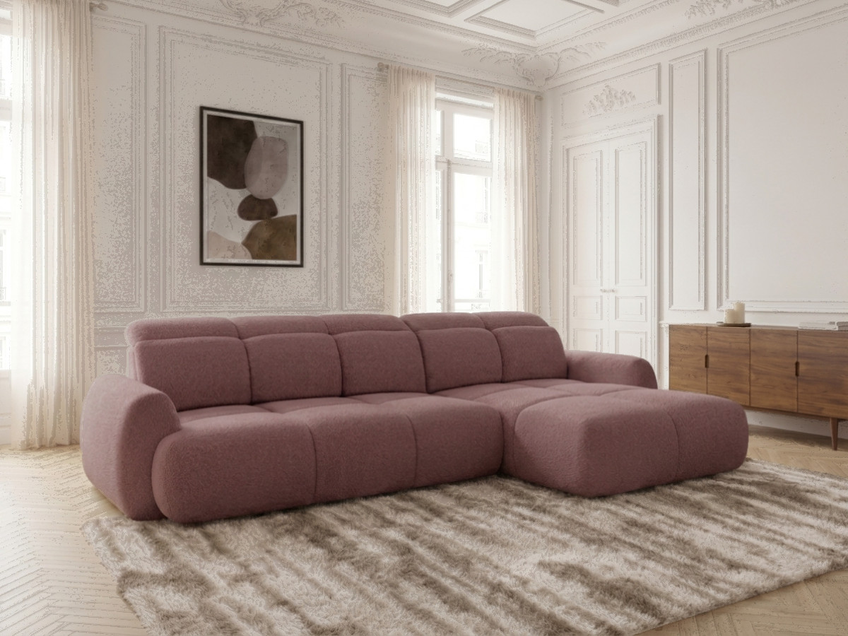 Bobochic Ruby Ecksofa mit Schlaffunktion und Bettkasten Chenille Rot Ecke rechts