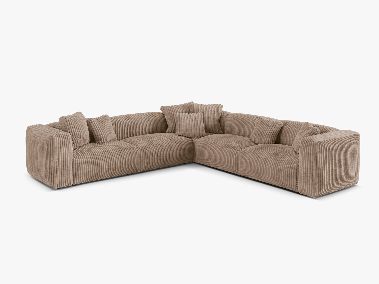 Micadoni modulares symmetrisches Ecksofa XL Martina 5-Sitzer Kord Tilia Eichel